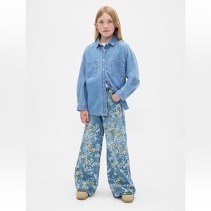 GAP Kids Easy Floral Baggy Jeans - Blue with Multicolor Flowers